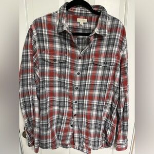 Sonoma Men's Casual orange and gray Plaid flannel Shirt